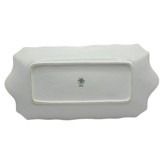 Hammersley Hand-Painted Peacock Porcelain Tray 24k Trim Floral & Bird 14" x 7" - Picture 5 of 9